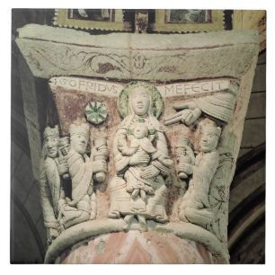 Carreau En Céramique L'adoration des Magi, capital de colonne (pierre)
