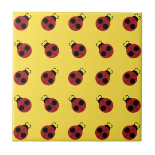 Carreau En Céramique Ladybug 60s rétro cool rouge jaune