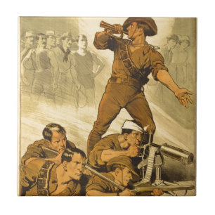 Carreau En Céramique L'affiche WW1 vintage d'appels de trompette