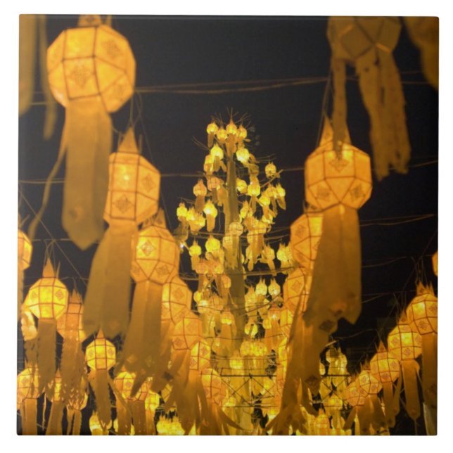 Carreau En Céramique Lanternes pour le festival Loi Krathong. (Devant)