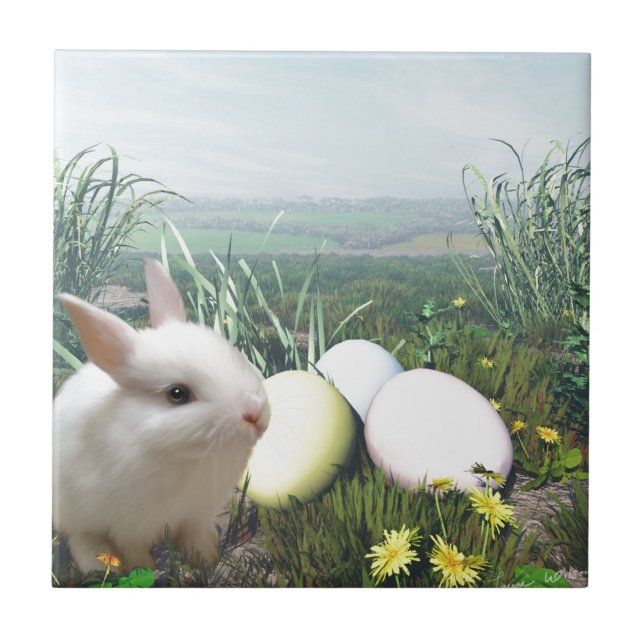 Carreau En Céramique Lapin de Pâques et Oeufs de Pâques (Devant)