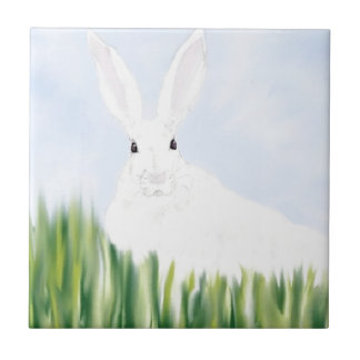 CARREAU EN CÉRAMIQUE LAPIN EN THE FIELD