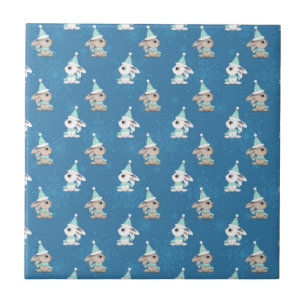 Carreau En Céramique Lapins de neige en chapeaux et écharpes Art de vac