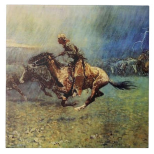 Carreau En Céramique L'art occidental de Frederic Remington “La Débanda
