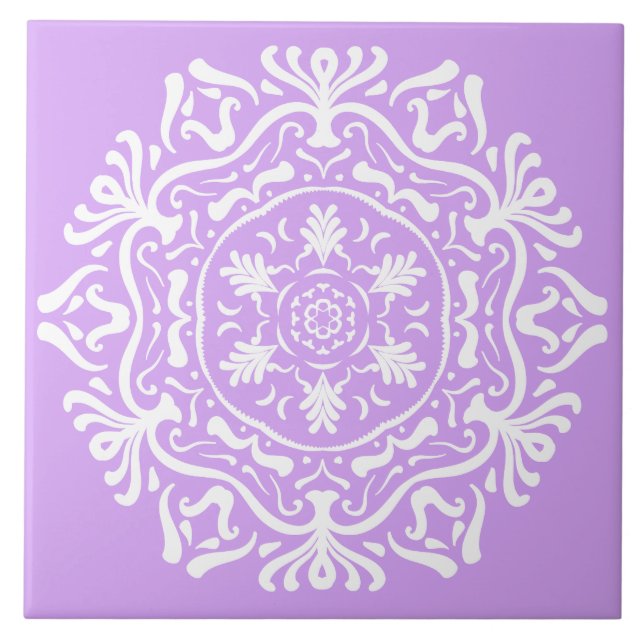 Carreau En Céramique Lavender Mandala (Devant)