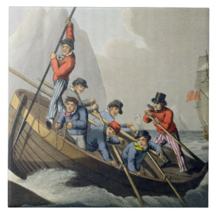 Carreau En Céramique Le bateau d'un bateau attaquant une baleine,