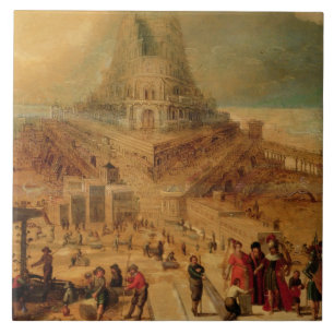 Carreau En Céramique Le bâtiment de la tour de Babel (panneau)