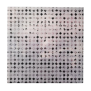 Carreau En Céramique Le blanc noir grunge s'est fané motif géométrique