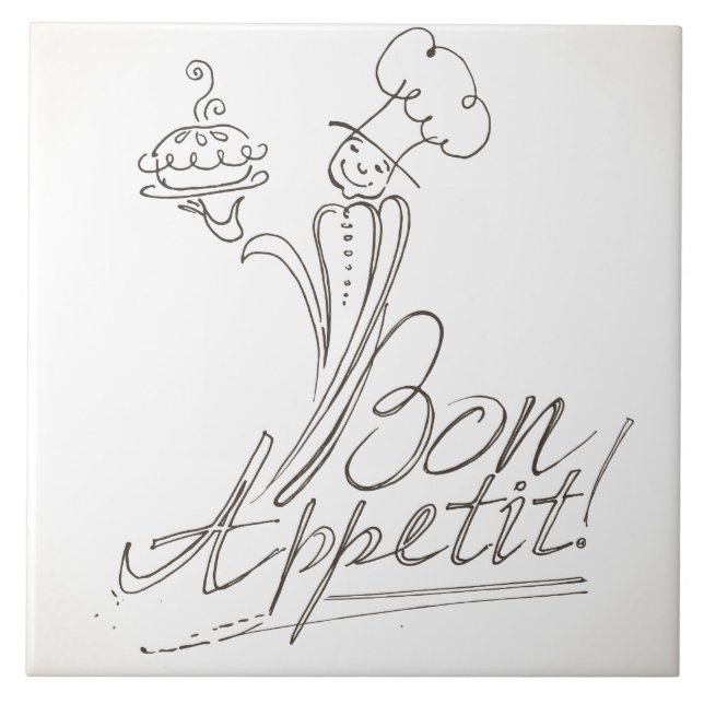 Carreau En Céramique Le bon chef dit la fève Appetit ! (Devant)