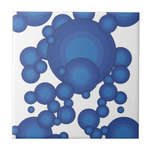 Carreau En Céramique Le cercle de style années 70 bleu