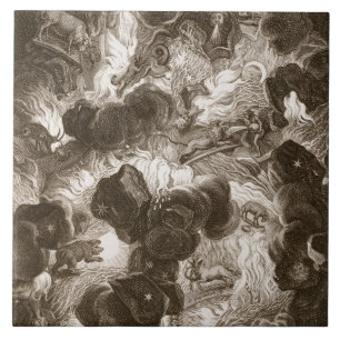 Carreau En Céramique Le chaos, gravé par Bernard Picart (1673-1733),