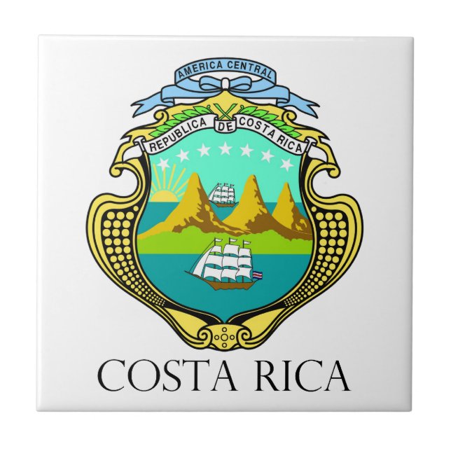 Carreau En Céramique Le COSTA RICA - emblème/drapeau/manteau des (Devant)