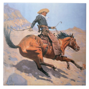 Carreau En Céramique Le cowboy (huile sur la toile)