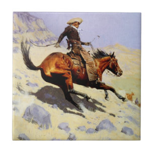 Carreau En Céramique Le Cowboy par Remington, Militaire de Cavalerie Vi