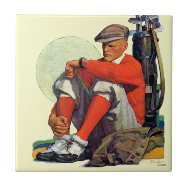 Carreau En Céramique Le golfeur a continué l'attente (Devant)