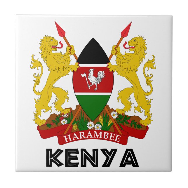 Carreau En Céramique Le KENYA - emblème/drapeau/manteau des (Devant)