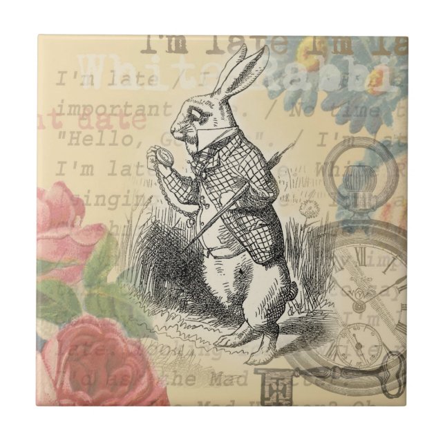 Carreau En Céramique Le lapin blanc Alice au pays des merveilles (Devant)