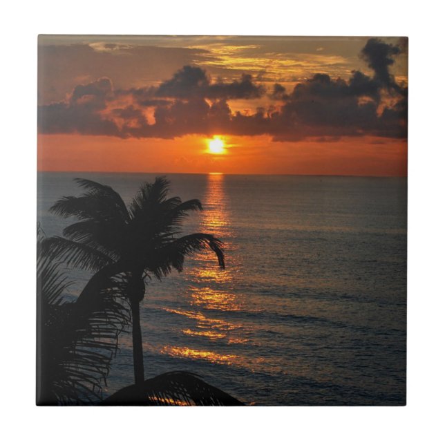 Carreau En Céramique Le magnifique coucher de soleil de Cancun (Devant)