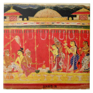 Carreau En Céramique Le mariage des parents de Krishna, d'une