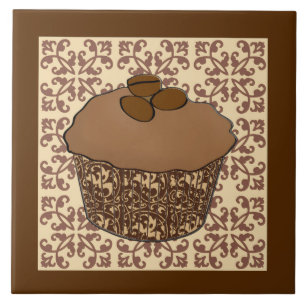 Carreau En Céramique Le moka/café a givré le petit gâteau, arrière -