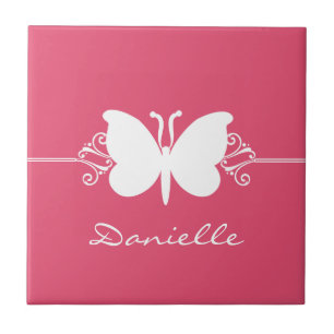 Carreau En Céramique Le papillon tourbillonne tuile, rose