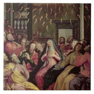 Carreau En Céramique Le Pentecost, c.1598 (huile sur le panneau)