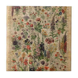 Carreau En Céramique Le pré coloré fleurit l'art de dictionnaire