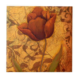 Carreau En Céramique Le rouge fleurit II
