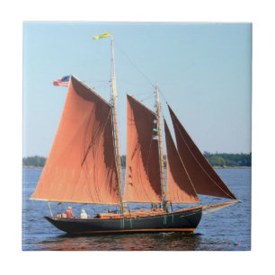 Carreau En Céramique le rouge navigue la tuile de schooner