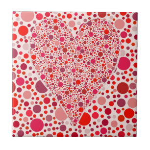 Carreau En Céramique Le rouge pointille le pois de rose de forme de