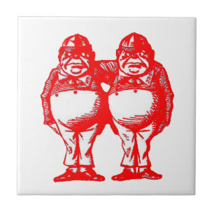 Carreau En Céramique Le rouge Tweedle Dee et Tweedle Dum