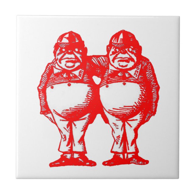 Carreau En Céramique Le rouge Tweedle Dee et Tweedle Dum (Devant)