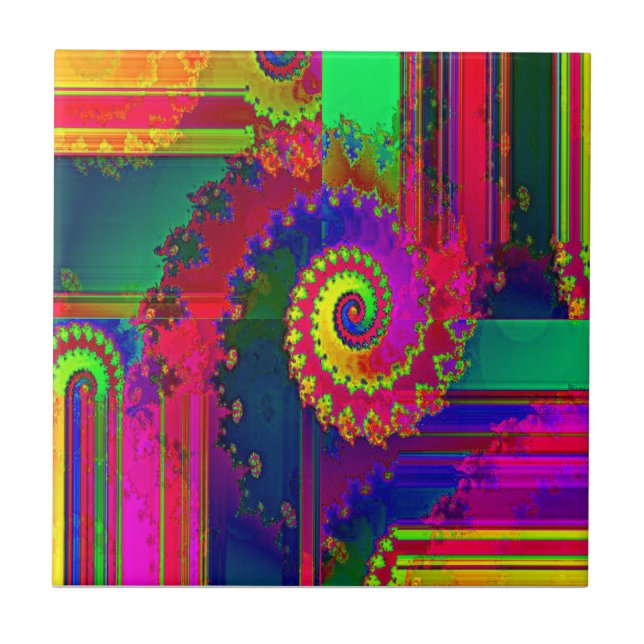 Carreau En Céramique Le saignement colore la fractale (Devant)