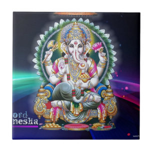 CARREAU EN CÉRAMIQUE LE SEIGNEUR GANESH HINDU DIEU