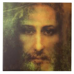 CARREAU EN CÉRAMIQUE LE VISAGE SAINT DE NOTRE SEIGNEUR ET SAUVEUR,