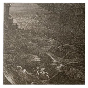 Carreau En Céramique Leander nage au-dessus du Hellespont pour