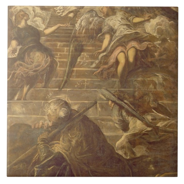 Carreau En Céramique L'échelle de Jacob (huile sur la toile) (Devant)