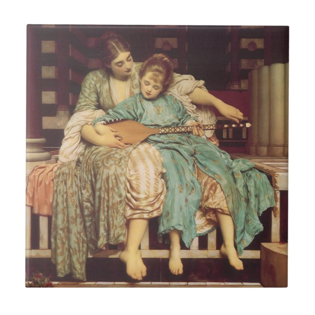Carreau En Céramique Leçon de musique par Lord Frederic Leighton (Devant)