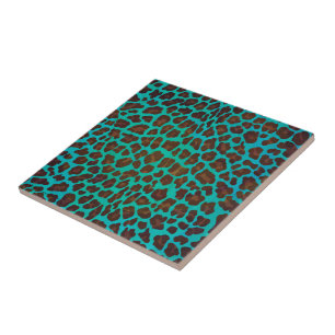 Carreau En Céramique Léopard Brown et Turquoise