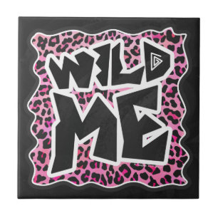 Carreau En Céramique Leopard Wild Me Noir et rose chaud