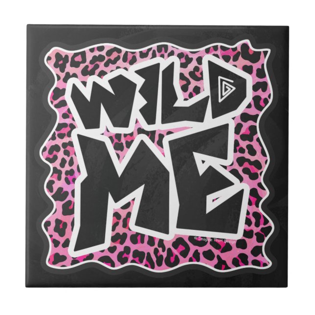 Carreau En Céramique Leopard Wild Me Noir et rose chaud (Devant)