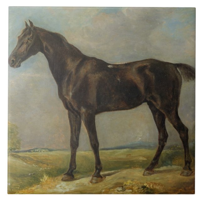 Carreau En Céramique L'Équitation-Cheval noir de l'agent de police de (Devant)