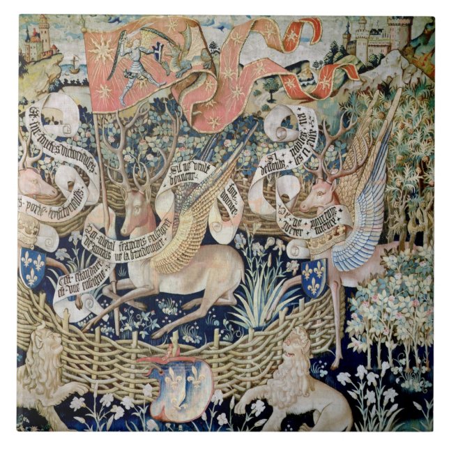 Carreau En Céramique Les cerfs communs à ailes (tapisserie) (Devant)