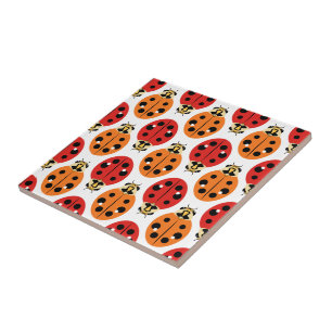 Carreau En Céramique Les coccinelles en orange et rouge