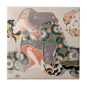 Carreau En Céramique Les courtisanes avec le chat Kitagawa Utamaro geis