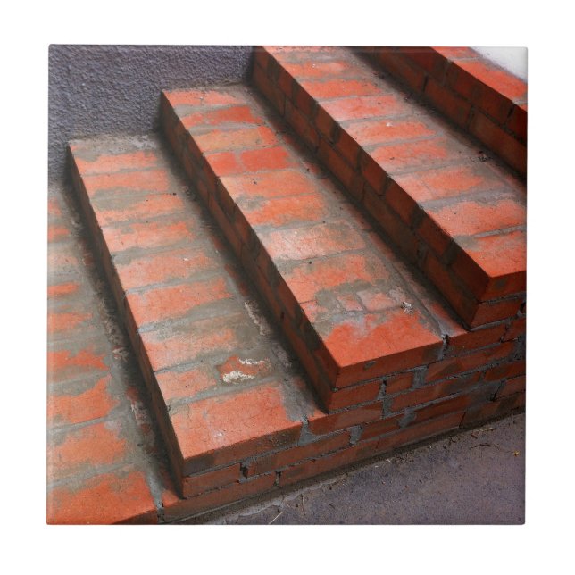 Carreau En Céramique Les étapes d'un nouvel escalier de brique rouge (Devant)
