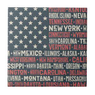 Carreau En Céramique Les Etats-Unis d'Amérique  States et capitaux