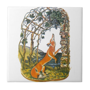 Carreau En Céramique Les fables d'Ésope, le renard et les raisins