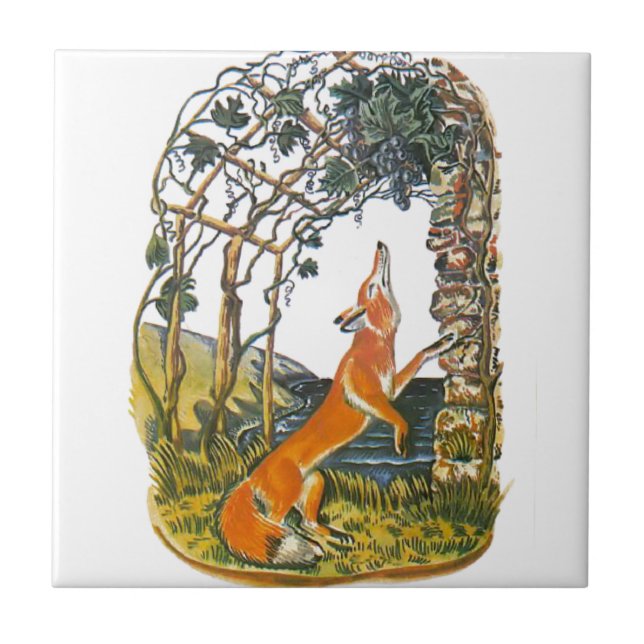 Carreau En Céramique Les fables d'Ésope, le renard et les raisins (Devant)