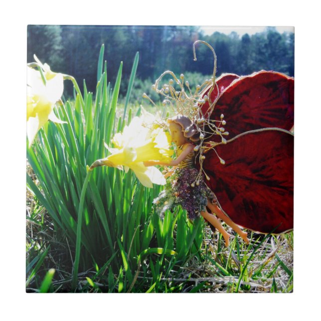 Carreau En Céramique Les fées dans les jonquilles (Devant)